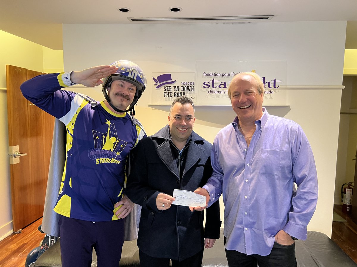 Our CEO, Brian Bringolf, and Captain Starlight proudly accepted a heartfelt gift of over $3,000 from Nelson Amaral and the ALLQ Association! Thank you for standing by Starlight Canada’s mission year after year. 🌟