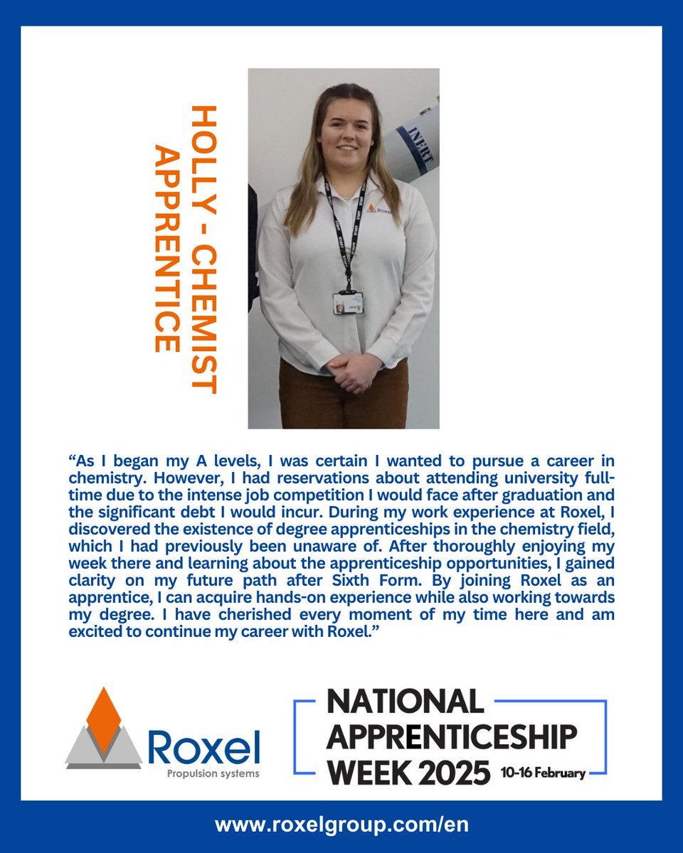 Josh and Holly are pursuing a Chemistry Degree apprenticeship at Manchester Metropolitan University, focusing on hands-on training with the experienced team at Roxel. 

#NAW2025 #SkillsForLife #ChemistApprentice #RoxelUK