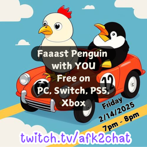 afk2chat's tweet photo. https://t.co/eLrascoOek
Come play @FaaastPenguin this Friday with us on stream. We will be streaming the Faaaast Penguin tournament at 8pm https://t.co/p8I8LlCc41