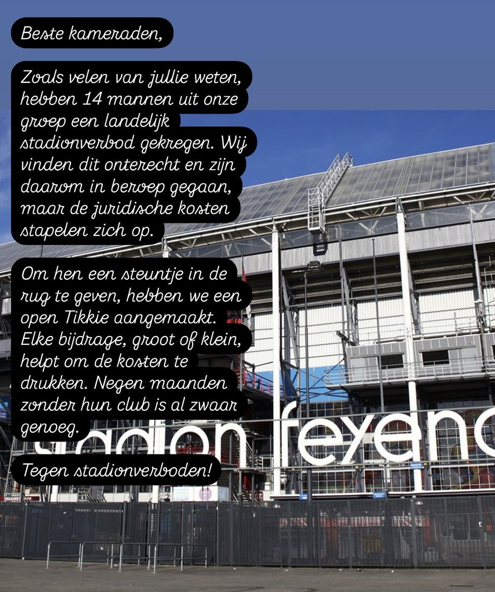 14 Stadion verboden uitgedeeld vanwege RR truien. Elke euro is welkom, tegen alle stadion verboden! 

betaalverzoek.rabobank.nl/betaalverzoek/…

👇🏻👇🏻👇🏻👇🏻