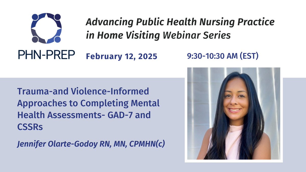 Today is the LAST day to register for tomorrow's PHN-PREP Webinar ‘Trauma- and Violence-Informed Approaches to Completing Mental Health Assessments – GAD-7 and CSSRs’. Learn how to introduce these tools, explain their purpose &amp; discuss findings. Register: shorturl.at/9fRxx