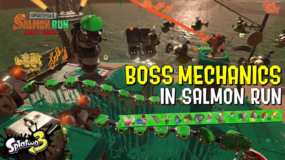 Do you often get overwhelmed in Salmon Run? Do you find yourself not knowing what to do next? Fear not, I have just uploaded a video that explains in detail how bosses work, what attack cycles they have and how you can work around this to get better at the game. 

Link below👇