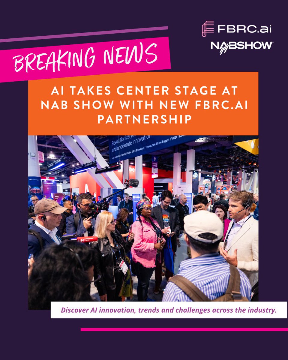 You heard it FIRST! We’re excited to announce our partnership with <a href="/fbrcai/">FBRC.ai</a>. Get ready to explore cutting-edge #AI sessions and innovative technologies debuting at the Show. 

👉 Read the full article here: nab.org/documents/news…