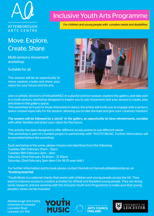 Oaklands School (@oaklandsschool_) on Twitter photo 🐿️Free and inclusive fun, creative sessions this half term for young people with complex needs from Leicester and beyond, with InfuseDance at Attenborough Arts Centre. A great opportunity! 😀<a href="/AttenboroughAC/">Attenborough Arts Centre</a> <a href="/infuseDANCE/">infuseDANCE</a> #autistic #create #wellbeing 🐿️Free and inclusive fun, creative sessions this half term for young people with complex needs from Leicester and beyond, with InfuseDance at Attenborough Arts Centre. A great opportunity! 😀<a href="/AttenboroughAC/">Attenborough Arts Centre</a> <a href="/infuseDANCE/">infuseDANCE</a> #autistic #create #wellbeing