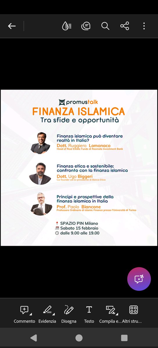 SPAZIO PIN Milano Sabato 15 febbraio dalle 9.00 alle 19.00 convegno FINANZA ISLAMICA tra sfide ed opportunità 
Ci sarò anche io (il pomeriggio) a parlare delle relazioni con la #finanzaetica 
<a href="/bankingonvalues/">Global Alliance for Banking on Values (GABV)</a> @bancaetica <a href="/FFinanzaEtica/">Fond. Finanza Etica</a>