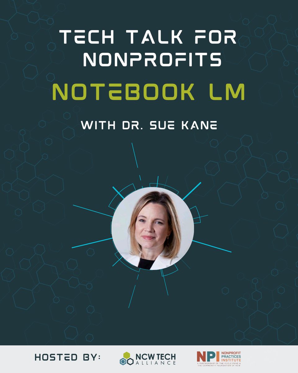 Are you ready to harness the power of Notebook LM? Join us for the upcoming Tech Talk for Nonprofits on Notebook LM on Tuesday, February 18th, from 12 PM to 12:45 PM for an engaging Tech Talk featuring Dr. Sue Kane! 

Register for FREE here: ncwtech.info/TechTalkNotebo…