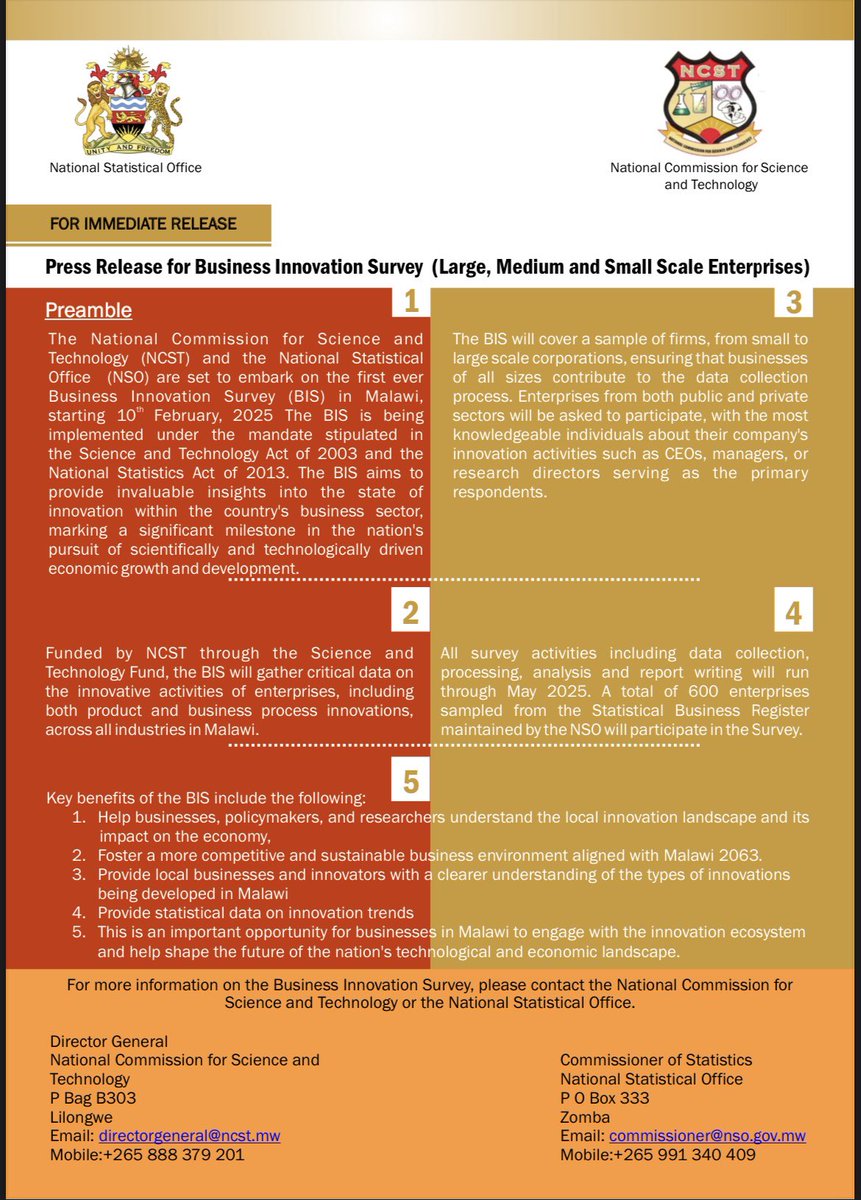 Press Release for the ongoing Business Innovation Survey 2023-2024