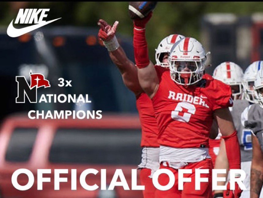 Blessed to receive my first official football scholarship offer from Northwestern College! Thank you, <a href="/CoachMcCarty/">R. Brian McCarty</a>, for this opportunity. Looking forward to visiting soon! #GoRaiders #Blessed