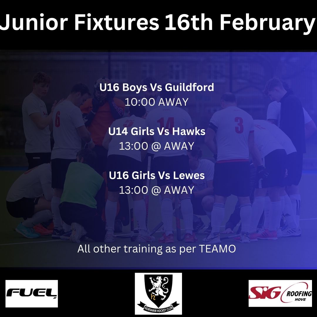 Horsham Hockey Club (@horshamhc) on Twitter photo Rearranged fixtures from the 11th January played this weekend. Good luck to all teams!
#upthesham #horshamfrothewin #winnersaregrinners Rearranged fixtures from the 11th January played this weekend. Good luck to all teams!
#upthesham #horshamfrothewin #winnersaregrinners