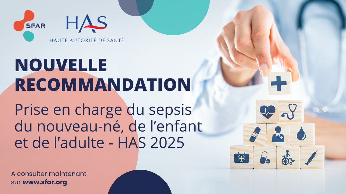SFAR Anesthésie Réanimation (@sfar_org) on Twitter photo 🚨 Nouvelle recommandation sur la prise en charge du sepsis du nouveau-né, de l’enfant et de l’adulte - HAS 2025
📃 Disponible ici 👉 sfar.org/prise-en-charg…
<a href="/HAS_sante/">Haute Autorité de santé</a> <a href="/AJARFrance/">AJAR France 🇫🇷</a> <a href="/SFARJeunes/">SFAR Jeunes</a> <a href="/SNJeunesAR/">Syndicat National des Jeunes Anesth-Réa</a> <a href="/SNPHARE/">SNPHARE</a> <a href="/SyndicatSnarf/">SNARF</a> <a href="/contactfnir/">Fédération Nationale des Infirmiers de Réanimation</a> <a href="/SNIA75/">SNIA : Syndicat Nal des #IADE</a> <a href="/ISNItwit/">ISNI - InterSyndicale Nationale des Internes</a> <a href="/cnear_fr/">CNEAR Anesthésie Réanimation</a> 🚨 Nouvelle recommandation sur la prise en charge du sepsis du nouveau-né, de l’enfant et de l’adulte - HAS 2025
📃 Disponible ici 👉 sfar.org/prise-en-charg…
<a href="/HAS_sante/">Haute Autorité de santé</a> <a href="/AJARFrance/">AJAR France 🇫🇷</a> <a href="/SFARJeunes/">SFAR Jeunes</a> <a href="/SNJeunesAR/">Syndicat National des Jeunes Anesth-Réa</a> <a href="/SNPHARE/">SNPHARE</a> <a href="/SyndicatSnarf/">SNARF</a> <a href="/contactfnir/">Fédération Nationale des Infirmiers de Réanimation</a> <a href="/SNIA75/">SNIA : Syndicat Nal des #IADE</a> <a href="/ISNItwit/">ISNI - InterSyndicale Nationale des Internes</a> <a href="/cnear_fr/">CNEAR Anesthésie Réanimation</a>
