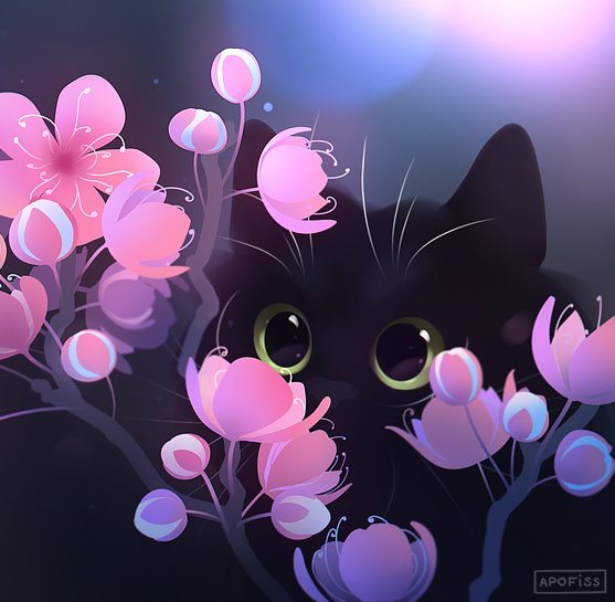 「=^•-•^= 」|apofissのイラスト