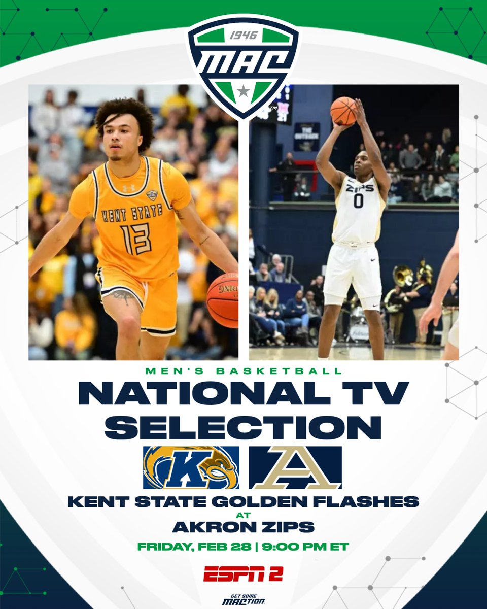 Rivalry. Rematch. 😤

<a href="/KentStMBB/">Kent State Men's Basketball</a>  visit the 🫙 to battle <a href="/ZipsMBB/">Akron Zips MBB</a> on Friday, Feb. 28 at 9PM ET on ESPN 2!

#MACtion 🏀
