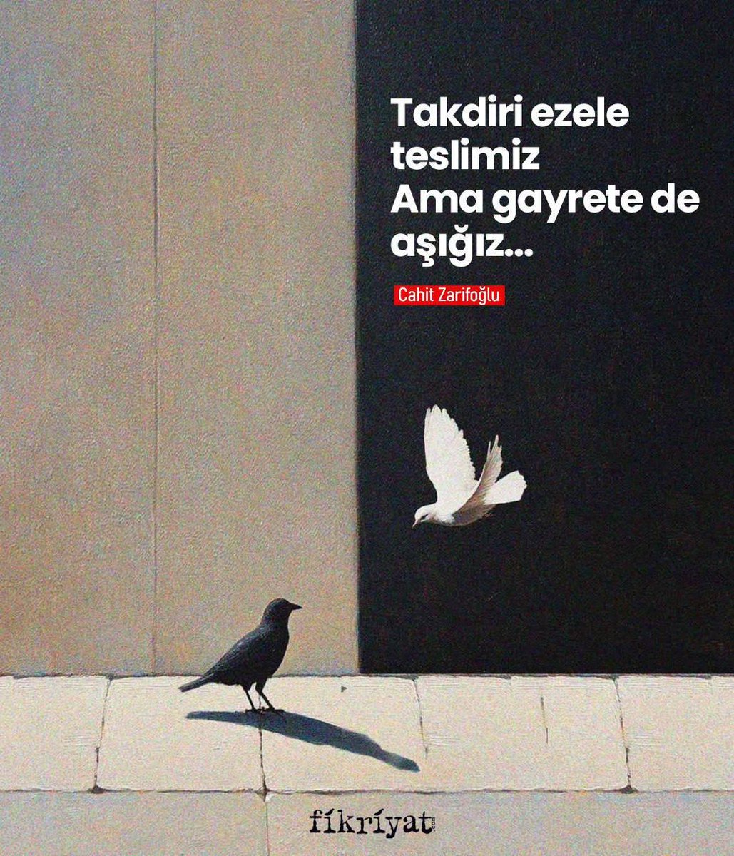 “Takdiri ezele teslimiz
Ama gayrete de aşığız...”

Cahit Zarifoğlu