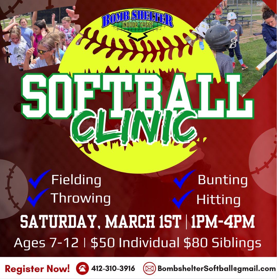 Registration is now live for our softball camp on March 1st! Be sure to secure your spot and register today. 💣🥎💪

forms.gle/1vngM1bzf29PVu…