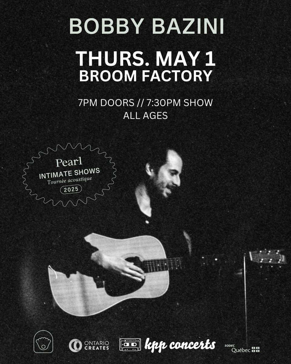 NEW SHOW! Quebec singer-songwriter BOBBY BAZINI brings his soulful sound to the Broom Factory on May 1. 🎶 

Tickets on sale now!
🎟  shorturl.at/eep6z