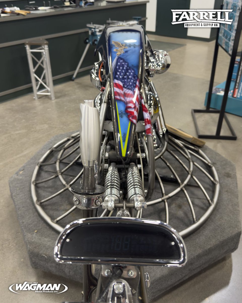 FarrellEquip's tweet image. Check out this beast of a power trowel from @WagmanMetal built with a @harleydavidson engine and transmission. Currently on display at our Eau Claire store.

#FarrellEquipment #WhereTheProsGo #Concrete