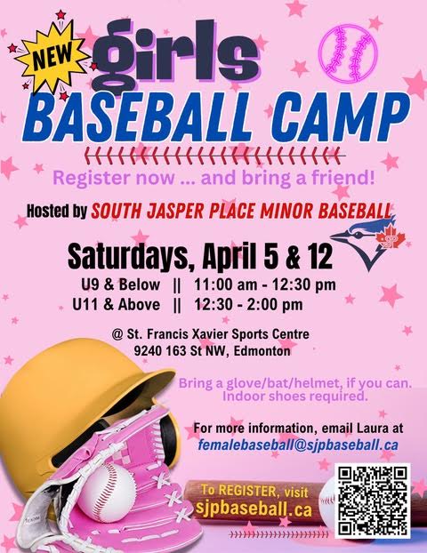Our Girls' Baseball Camp is coming up in April! Here are the details!
