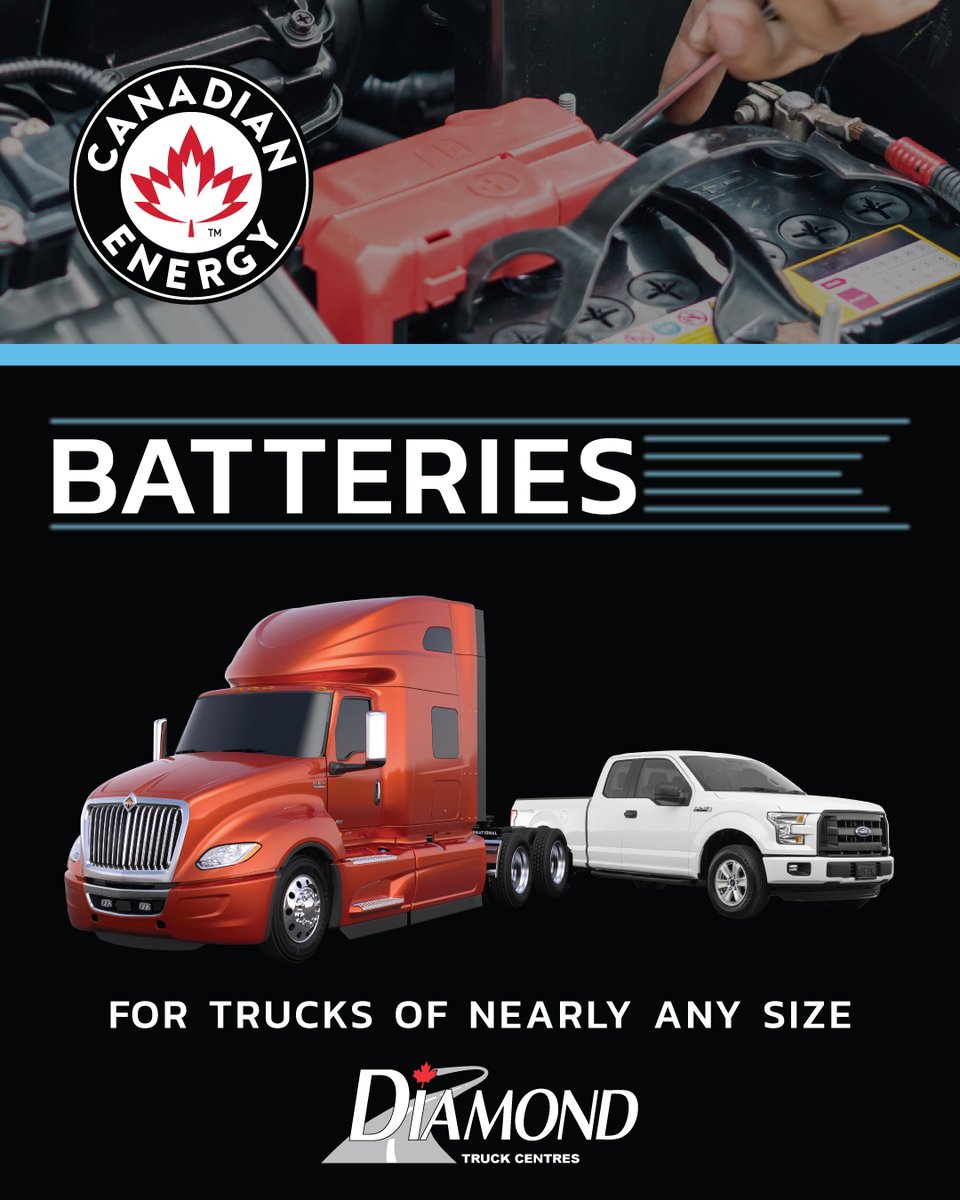 DiamondIntTrux's tweet image. It&apos;s Battery time! See all deals on batteries, for vehicles of nearly any size at store.dit.ca 

Don&apos;t see what you need? Contact your local Diamond Truck Centre and they can order it in for you! Lawn tractor or highway tractor, we&apos;ve got you covered!