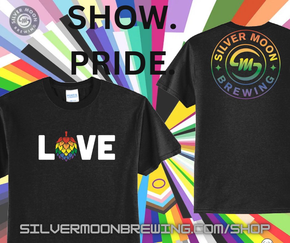 Proudly show your support with our SMB Rainbow Pride Tee! A perfect fit for celebrating love and inclusivity. Pre-order yours for $30 today at wix.to/p0FMY5k. #Pride #Inclusivity #SilverMoonBrewing
