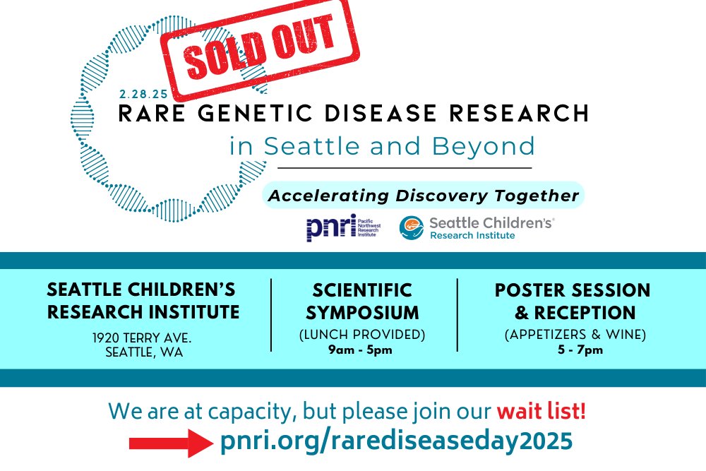Science in Seattle (@science_seattle) on Twitter photo 🧬 <a href="/PNRIGenetics/">Pacific Northwest Research Institute</a> is partnering with <a href="/UW/">University of Washington</a> & <a href="/seattlechildren/">Seattle Children's</a> to honor Rare Disease Day on February 28, 2025, with an inaugural scientific symposium!
📝 You can still sign up for the waitlist if you missed the sign-up: bit.ly/3CECRPZ
#SeattleScience 🧬 <a href="/PNRIGenetics/">Pacific Northwest Research Institute</a> is partnering with <a href="/UW/">University of Washington</a> & <a href="/seattlechildren/">Seattle Children's</a> to honor Rare Disease Day on February 28, 2025, with an inaugural scientific symposium!
📝 You can still sign up for the waitlist if you missed the sign-up: bit.ly/3CECRPZ
#SeattleScience