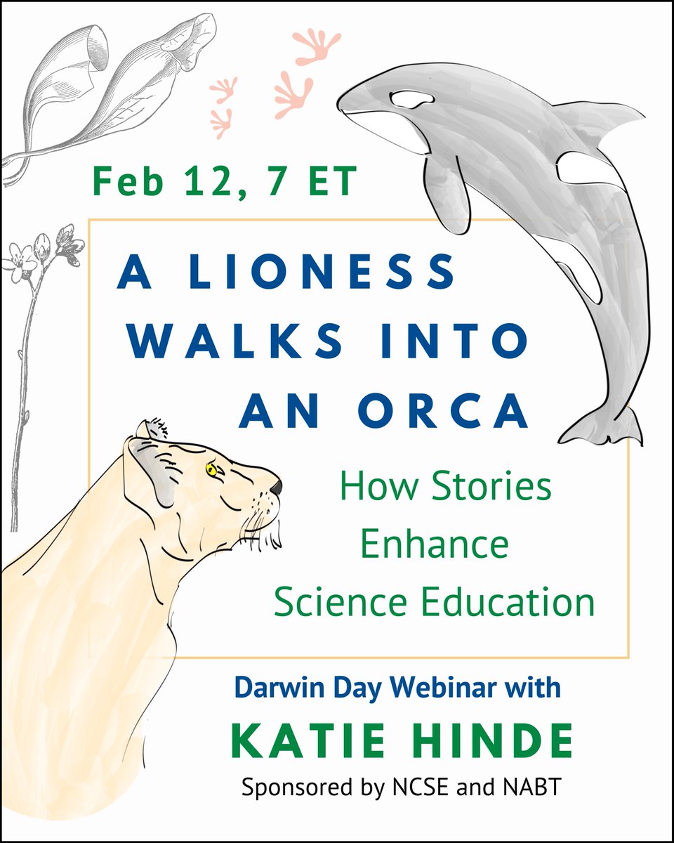 National Center for Science Education (@ncse) on Twitter photo How are human minds adapted for stories about nature? Join NCSE and NABT for our free Darwin Day webinar TOMORROW, 2/12 with the founder of #MarchMammalMadness, Katie Hinde! nabt.wufoo.com/forms/m1dcb9ip… <a href="/NABT_News/">NABT</a> <a href="/MMMletsgo/">March Mammal Madness</a> <a href="/Mammals_Suck/">Prof. Katie Hinde</a> #TeachBio #2025MMM #DarwinDay How are human minds adapted for stories about nature? Join NCSE and NABT for our free Darwin Day webinar TOMORROW, 2/12 with the founder of #MarchMammalMadness, Katie Hinde! nabt.wufoo.com/forms/m1dcb9ip… <a href="/NABT_News/">NABT</a> <a href="/MMMletsgo/">March Mammal Madness</a> <a href="/Mammals_Suck/">Prof. Katie Hinde</a> #TeachBio #2025MMM #DarwinDay