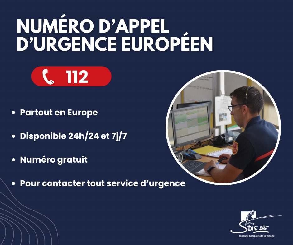 [Journée du numéro 112]

Le 11 février est la journée du numéro 112 📞
 
➡numéro utilisable partout en Europe
➡disponible 24h/24 et 7j/7
➡numéro gratuit
➡permet de contacter tout service d'urgence