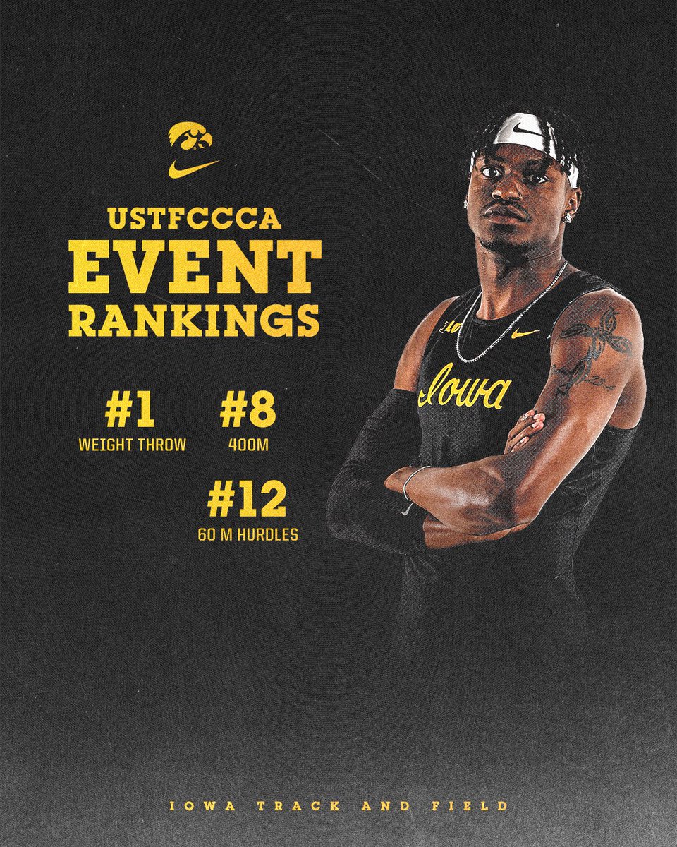 IowaXC_TF's tweet photo. 11 event groups are ranked in the USTFCCCA top 20 🔥

#Hawkeyes x @USTFCCCA https://t.co/jWTyPTuU53