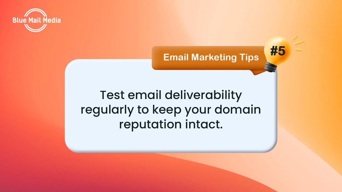 BlueMailMedia's tweet photo. Test email deliverability regularly to keep your domain reputation intact. A strong reputation ensures your emails land in inboxes, not spam folders!

Don't let your hard work go unnoticed!  

#EmailMarketing #DigitalMarketing #MarketingTips #EmailDeliverability #DomainReputation https://t.co/QsLUbGw0Yr