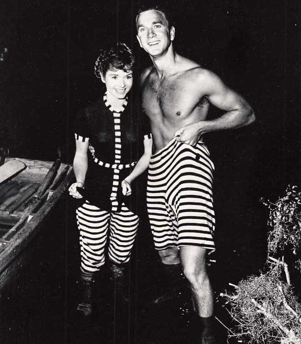 iShowTunes's tweet image. Debbie Reynolds &amp;amp; Leslie Nielsen, on the Set of "Tammy and the Bachelor" from 1957.  #DebbieReynolds #LeslieNielsen #Tammy #50s