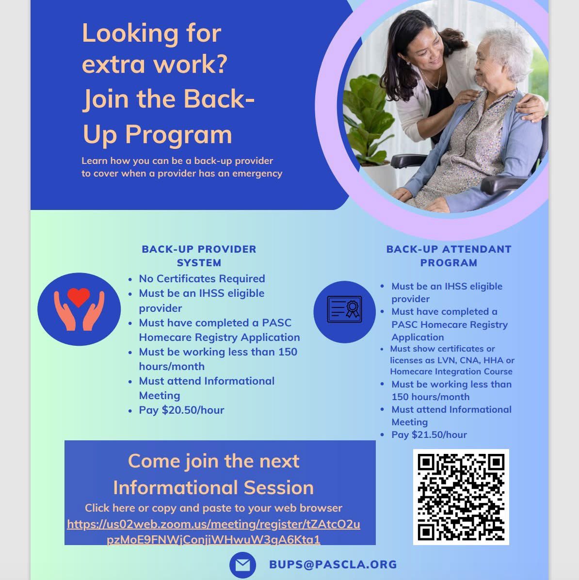 pasc_la's tweet photo. We are in high need of Back-UP Attendants! The pay rate has increased to $20.50 and $21.50.

To register, please go to https://t.co/gO6DzhPD05. For more information, please see the second attachment.

#pasc #pascla #ihss #providers #caregivers #losangeles #lacounty https://t.co/pv9kZXDMXF