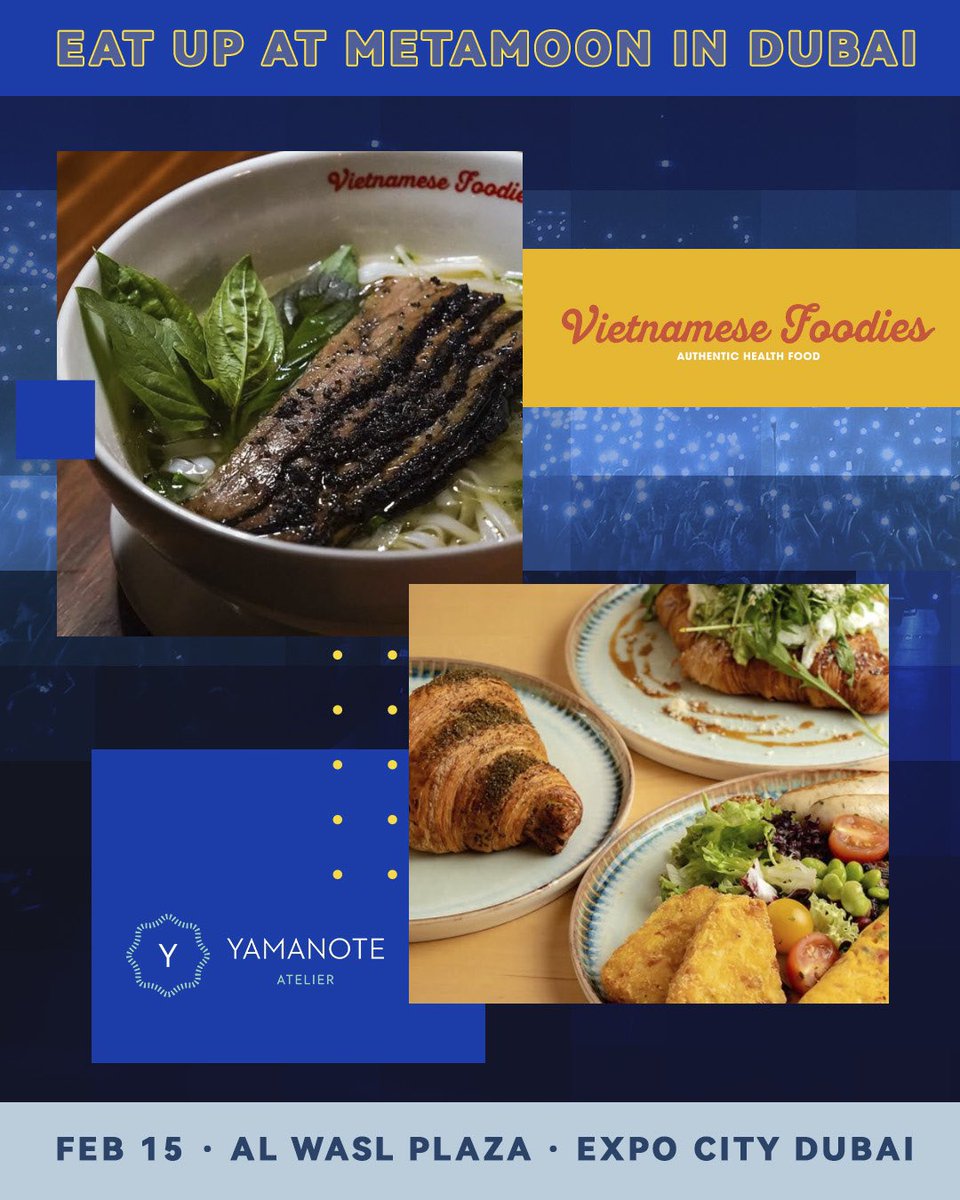 MetaMoonFest's tweet image. Come hungry this Saturday Feb 15 to #MetaMoonInDubai, as these 6 amazing eateries got your appetite covered!

Last few GA and Golden Circle tickets available at ticketmaster.ae/event/19082970…

#HenryLau #刘宪华 #劉憲華 #MetaMoon #Dubai #DubaiLife #LeeYoungJi #mikah #MCJin #MTPop