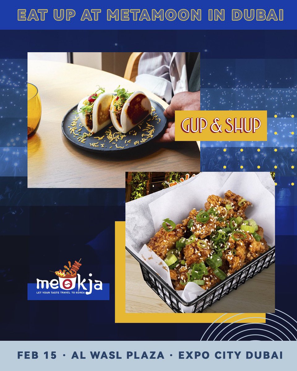 MetaMoonFest's tweet image. Come hungry this Saturday Feb 15 to #MetaMoonInDubai, as these 6 amazing eateries got your appetite covered!

Last few GA and Golden Circle tickets available at ticketmaster.ae/event/19082970…

#HenryLau #刘宪华 #劉憲華 #MetaMoon #Dubai #DubaiLife #LeeYoungJi #mikah #MCJin #MTPop