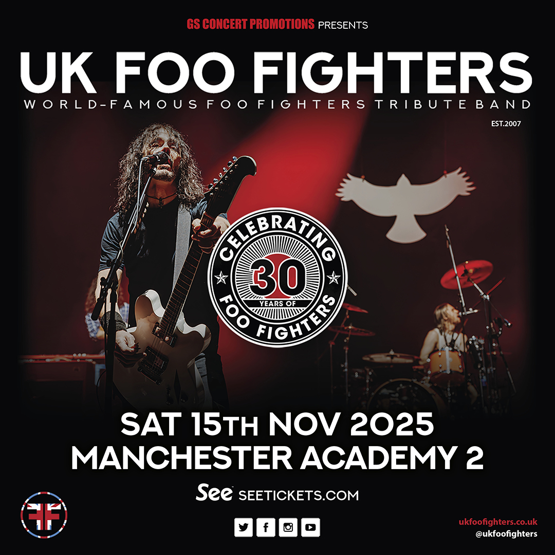 GS Promotions (@gspromotionsuk) on Twitter photo NEW SHOW/MANCHESTER: <a href="/ukfoofighters/">UK Foo Fighters</a> return to <a href="/MancAcademy/">Manchester Academy🐝</a> on Sat 15th November to take you on a journey spanning three decades of Foo Fighters music. Book now seetickets.com/event/uk-foo-f… NEW SHOW/MANCHESTER: <a href="/ukfoofighters/">UK Foo Fighters</a> return to <a href="/MancAcademy/">Manchester Academy🐝</a> on Sat 15th November to take you on a journey spanning three decades of Foo Fighters music. Book now seetickets.com/event/uk-foo-f…