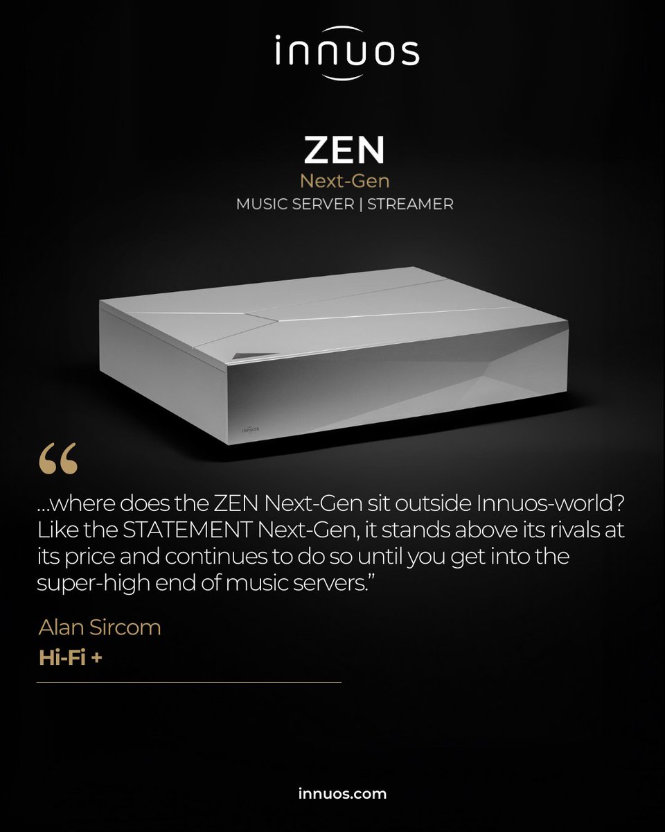 Innuos (@innuos) on Twitter photo We thank Alan Sircom from <a href="/hifiplusmag/">hi-fi+ Global</a> for his review of our new music server and streamer ZEN Next-Gen.
#innuos #hifi #innuoszennextgen
Read the full review 👇
cutt.ly/ce6Gtgi6 We thank Alan Sircom from <a href="/hifiplusmag/">hi-fi+ Global</a> for his review of our new music server and streamer ZEN Next-Gen.
#innuos #hifi #innuoszennextgen
Read the full review 👇
cutt.ly/ce6Gtgi6
