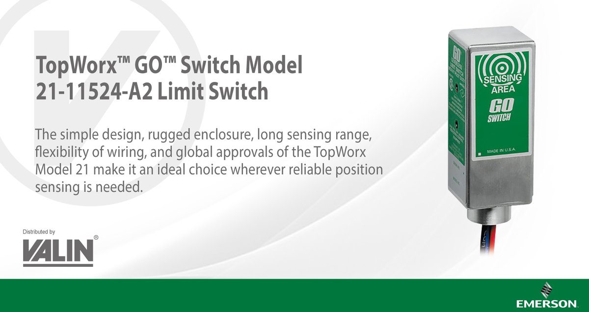 ValinCorp's tweet image. The GO™ Switch Model 21 offers a rugged design, long sensing range &amp;amp; global approvals—ideal for reliable position sensing.

⭐ World&apos;s only explosion proof proximity switch rated to 10 amps

🛒 okt.to/cEYFt0

#TopWorx #GOSwitch #ProximitySensor