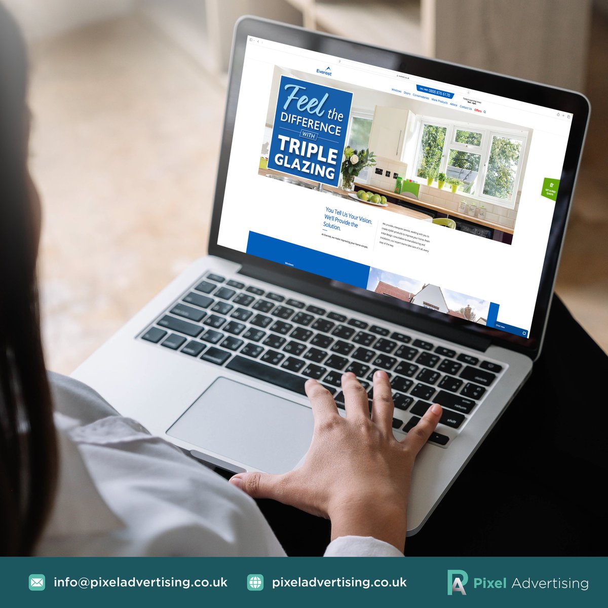 We're thrilled to have partnered with Everest to design their new campaign website banners showcasing the incredible benefits of triple glazing.
#tripleglazing #pixeladvertising #HomeImprovement #feelthedifference #digitalmarketing #branding