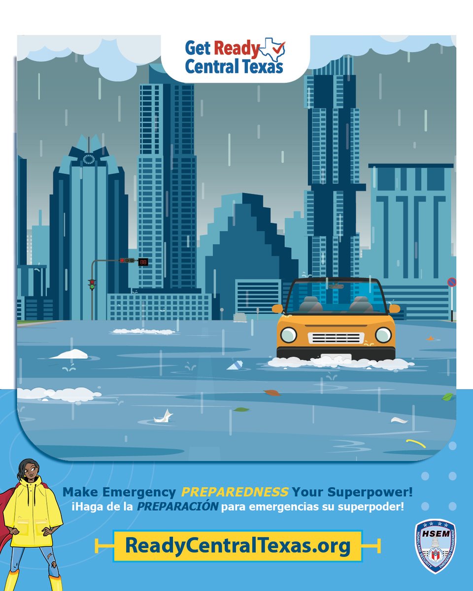 AustinHSEM's tweet photo. Flash floods can happen suddenly and pose a serious risk. Stay safe, Central Texas! Remember: Turn Around, Don't Drown! #KeepAustinSafe https://t.co/0r5cIIiuuA