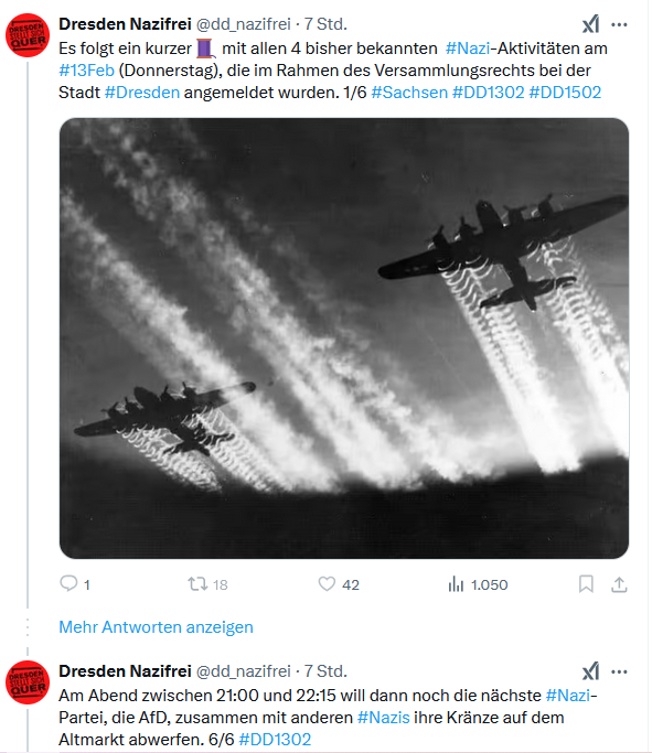 Facharbeiter3's tweet photo. Immer wenn #Dresden im Februar an die Bomben-Opfer erinnert, die nicht nur Nazis, sondern z.B. auch Faschingskinder und Juden ohne Luftschutzerlaubnis waren, drehen die Linksextremen total durch.
Da können sie nämlich wieder die Tötung von ostdeutschen Zivilisten feiern. #dd1302 https://t.co/ZiHga1fqN8
