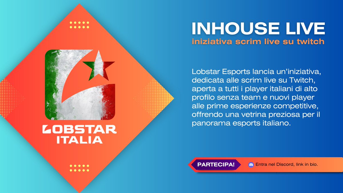 INIZIATIVA INHOUSE LIVE 🇮🇹
Sei un player italiano di League of Legends di alto livello teamless o semi-retired? 

Hai preso uno split di pausa ma non vuoi perdere la mano nel competitive?

Sei un giocatore alle prime esperienze nell'esports ma credi di poter già giocare questo