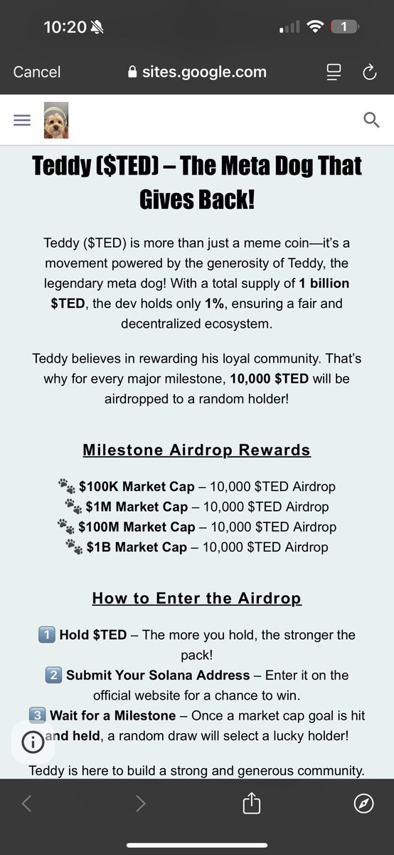 TheTedCoin's tweet image. I will always hold at least 1% I might buy more but I will never go below 1%. Hit the milestone and Teddy will give back. Just do as he says 🐶

dexscreener.com/solana/Fa7QrHn…