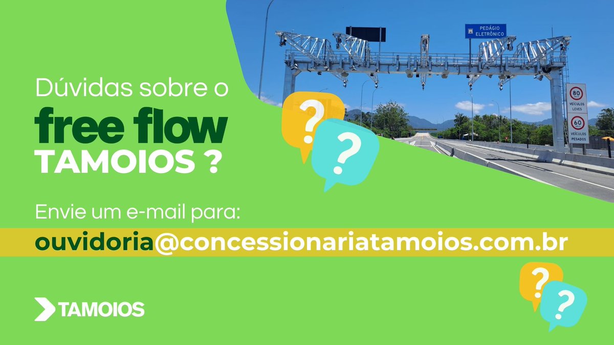 Tamoios099's tweet image. Se você tem dúvidas sobre o Free Flow Tamoios, envie um e-mail para ouvidoria@concessionariatamoios.com.br👉📩

#ouvidoria #freeflowtamoios #concessionariatamoios #tamoios #freeflow #pedagioeletronico #duvidas