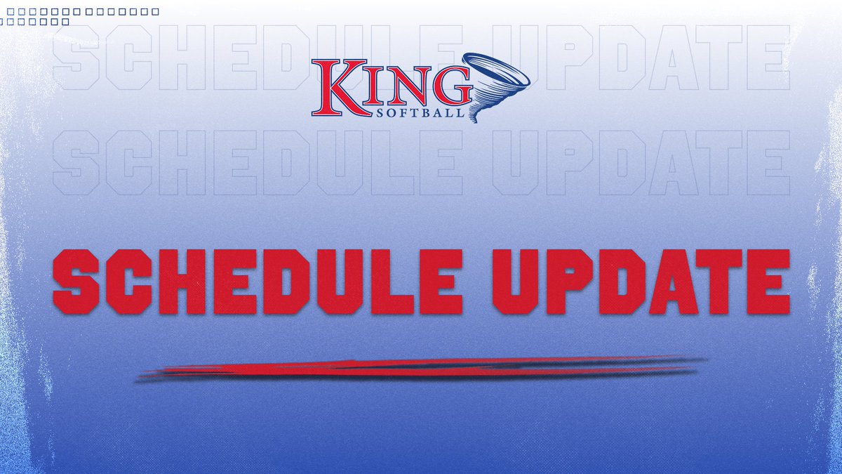 King Athletics (@kingathletics) on Twitter photo 🚨SCHEDULE UPDATES for <a href="/KingU_Softball/">King University Softball</a>
The games originally scheduled at Limestone for 2/12 have been postponed to 4/18.
Added new games all hosted at Mars Hill:
2/14 at 10am & 2/15 at 12pm vs Ursuline
2/14 at 12pm vs Mars Hill
Full Schedule: kingtornado.com/sports/softbal… 🚨SCHEDULE UPDATES for <a href="/KingU_Softball/">King University Softball</a>
The games originally scheduled at Limestone for 2/12 have been postponed to 4/18.
Added new games all hosted at Mars Hill:
2/14 at 10am & 2/15 at 12pm vs Ursuline
2/14 at 12pm vs Mars Hill
Full Schedule: kingtornado.com/sports/softbal…