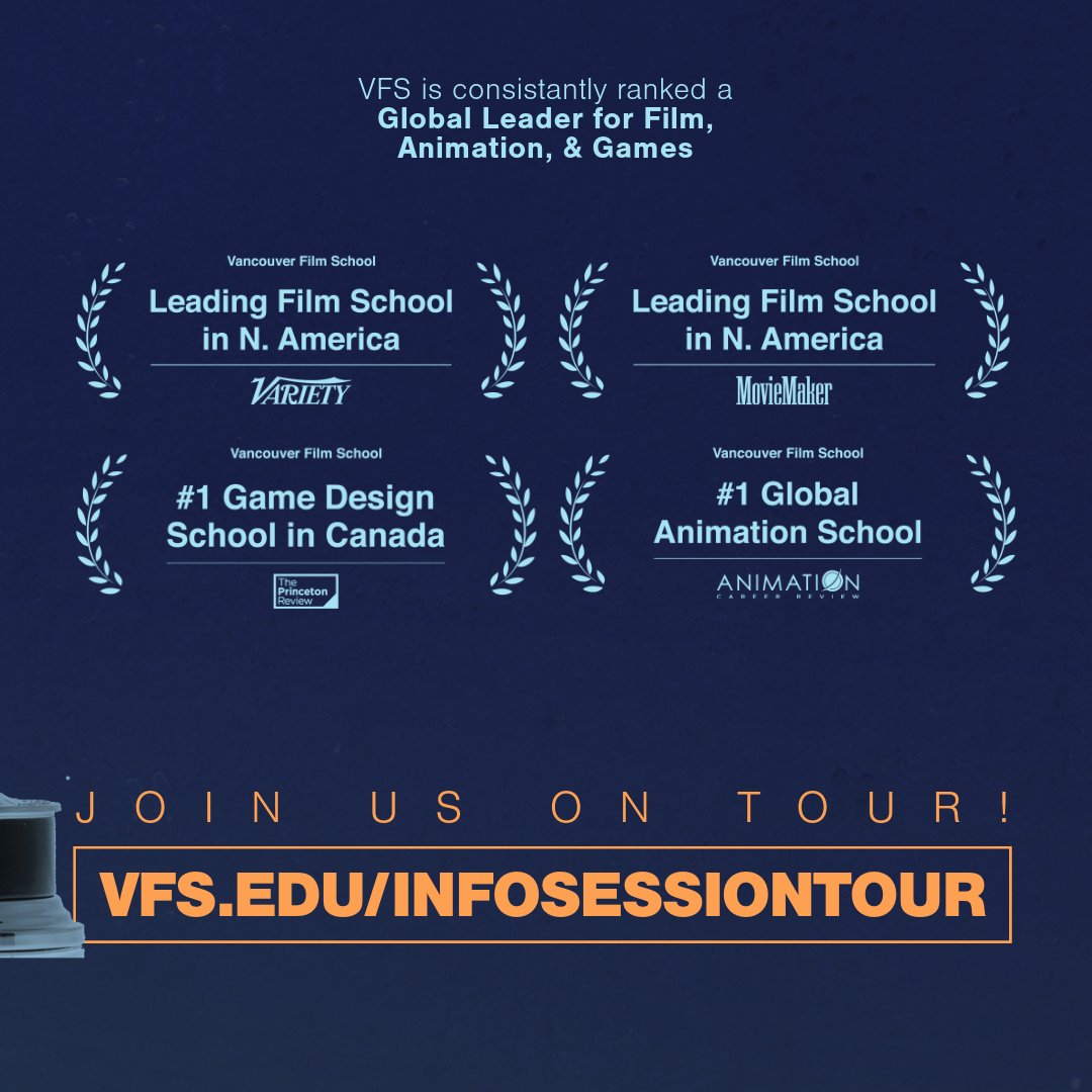 🚗The VFS Info Session Tour is back this Spring! Join us in cities across Canada to meet industry faculty, explore our award-winning programs, hear alumni success stories &amp; see how VFS gets you career-ready—fast! 🎨🎮 Register now → vfs.edu/events/infoses… Will we see you there?