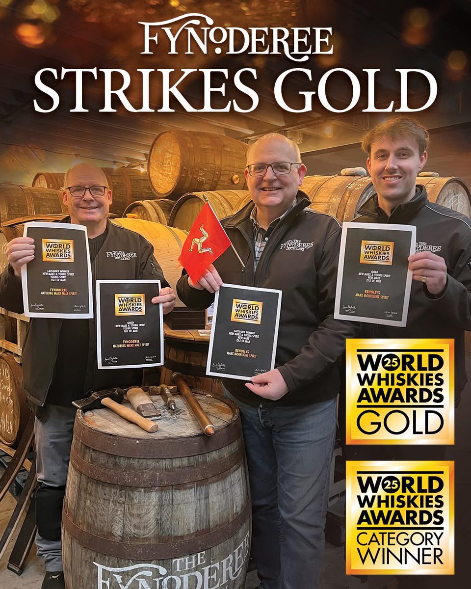 Fynoderee takes on the world and strikes GOLD -  twice!

🥇🥇We’re feeling rather chuffed and FYNTASTIC as we’ve been awarded not one, but TWO Gold medals at the World Whiskies Awards 2025 for our New Make Spirit and Maturing Malt Spirit! 🥇