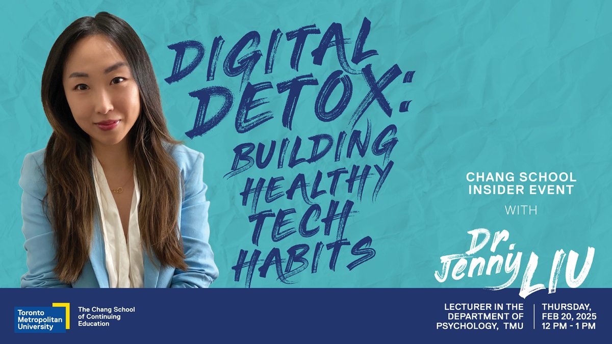 Toronto Metropolitan University Alumni (@alumnitmu) on Twitter photo Is social media weighing you down? Next Thursday, learn how to manage digital dependence and boost your mental wellness during a lunch hour webinar with TMU lecturer, psychology alumna and resilience expert, <a href="/resilient_u/">Dr. Jenny Liu, Multi-System Resilience</a>.
RSVP: ow.ly/kXs150UV2Xi Is social media weighing you down? Next Thursday, learn how to manage digital dependence and boost your mental wellness during a lunch hour webinar with TMU lecturer, psychology alumna and resilience expert, <a href="/resilient_u/">Dr. Jenny Liu, Multi-System Resilience</a>.
RSVP: ow.ly/kXs150UV2Xi
