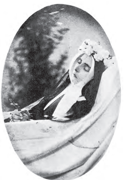 Augustine Lorans, Fotografia mortuaria di Bernadette (R. Laurentin, Visage de Bernadette, Paris-Lourdes 1978, II, p. 123).