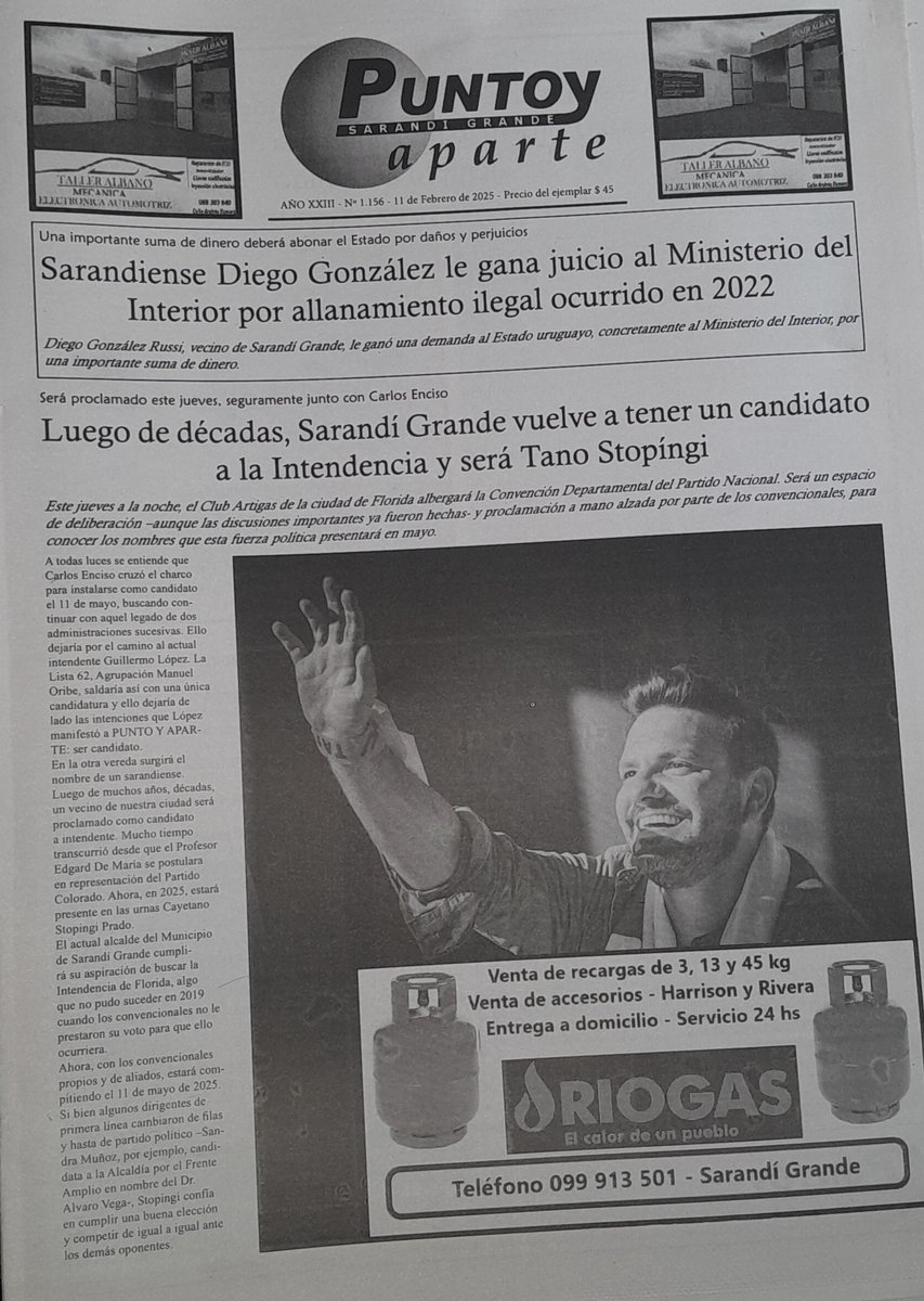 Exclusivas de PUNTO Y APARTE, esta semana. Esta es la tapa del martes 11, puedes acceder en papel o digital. Suscribite al 097 983 343 y lo recibes en tu mail.