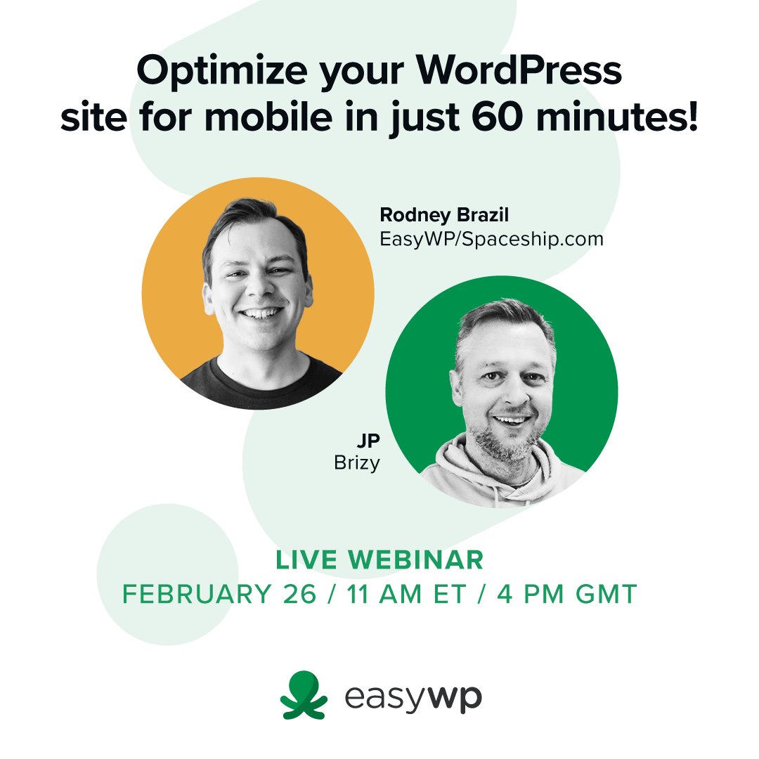 spaceship's tweet image. 📲 Want to attract more customers to your website and rank higher on Google? Join our live webinar on February 26 and learn easy ways to make your #WordPress site mobile-friendly! Plus, exciting prizes are up for grabs during the webinar. For details and to sign up, click here 👉🏻…
