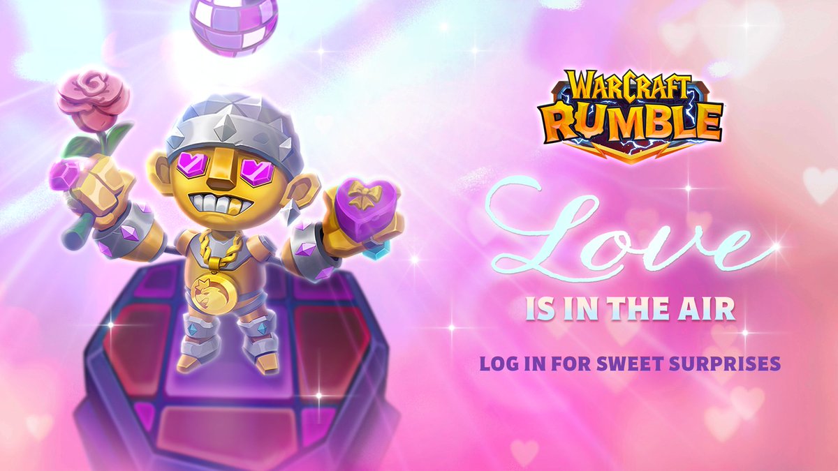 WarcraftRumble's tweet image. 'Tis the season for Love & Rumble!
Tomorrow's new login event is ready to light your spark ... for games ❤️
Get all the details: blizz.ly/3WVrVEL