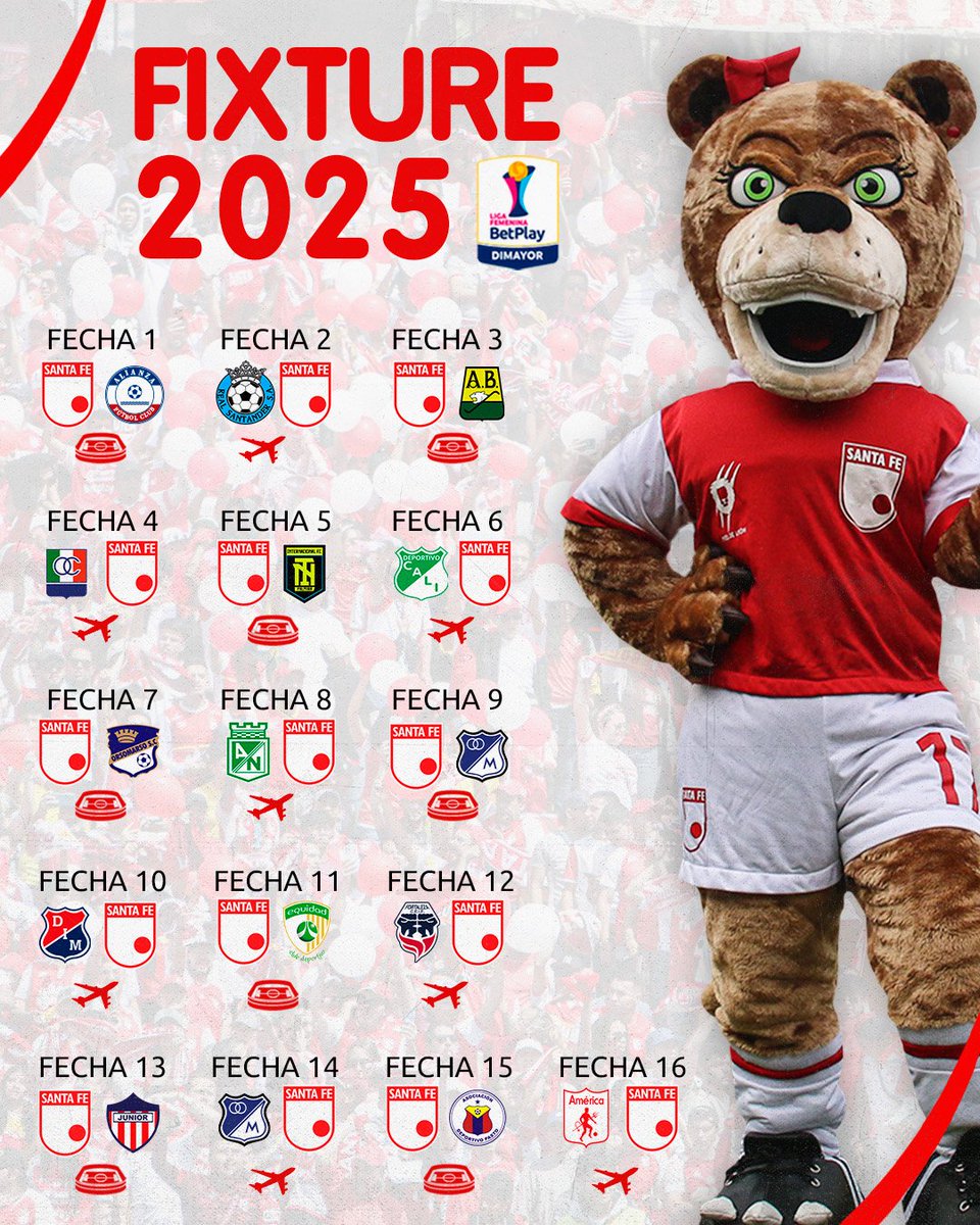diegalco's tweet photo. Este es el 𝗳𝗶𝘅𝘁𝘂𝗿𝗲 de las Leonas 🇮🇩 para la Liga Femenina BetPlay 2025-I.

#VamosSantaFe 🦁
#ComunicacionDigitalTv 
#LigaFemenina https://t.co/t4sXRyl4FT